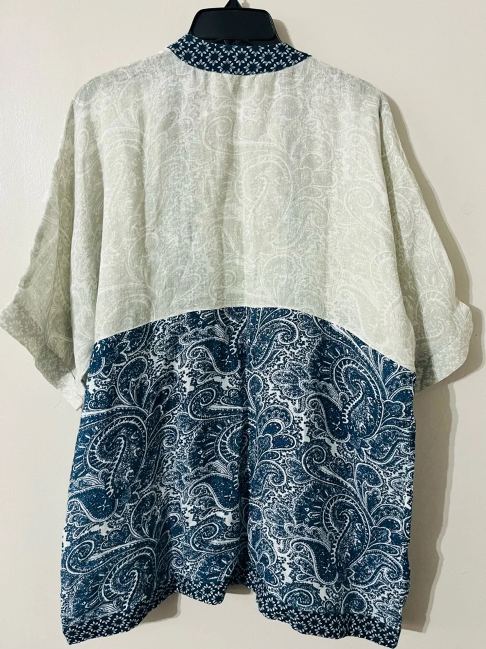 Soft Surroundings “Still Waters” linen kimono topper with beads Sz S/M - Picture 8 of 8